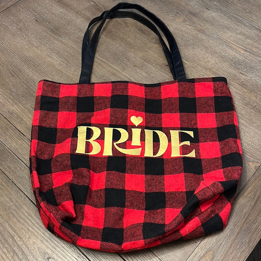 Bride plaid tote bag